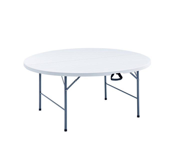 Foldebord Ø160 cm plast/stål hvid - Sunlife